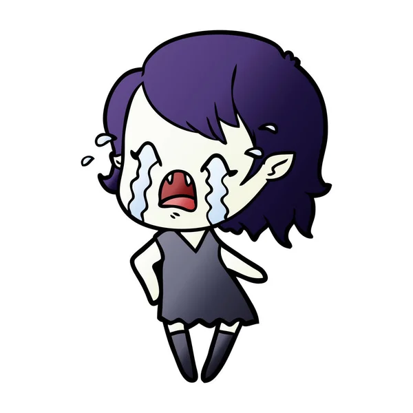 Dibujos Animados Llorando Chica Vampiro — Vector de stock