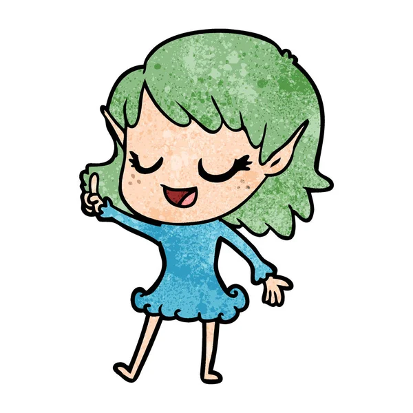 Happy Cartoon Elf Girl — Stock Vector