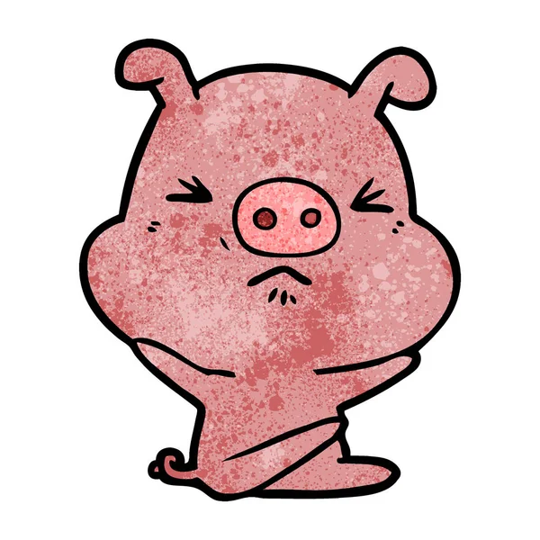 Ilustração Vetorial Desenho Animado Porco Zangado — Vetor de Stock