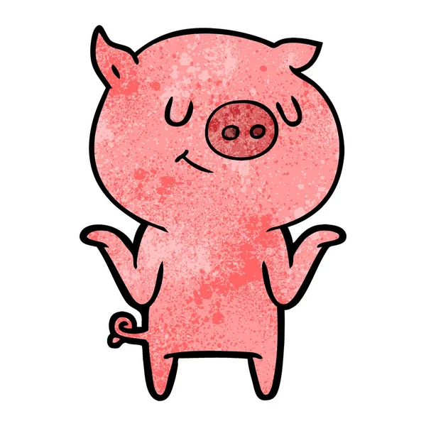 Illustration Vectorielle Cochon Heureux Dessin Animé — Image vectorielle