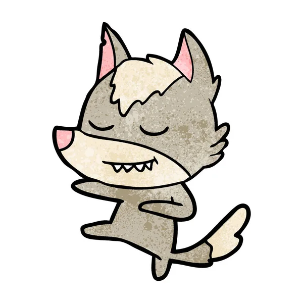 Friendly Cartoon Wolf Dancer — Stock Vector