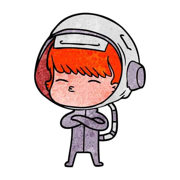 Vector Illustration Cartoon Curious Astronaut — Stock Vector