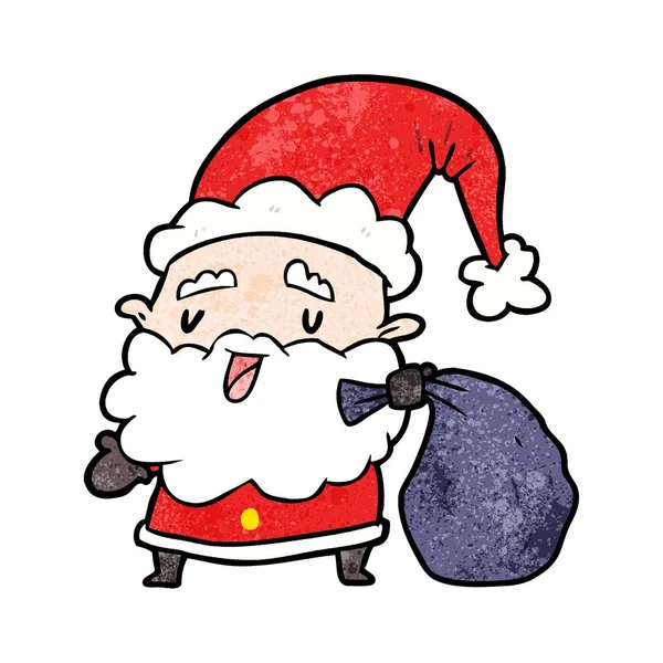 Desenho Animado Santa Claus Levando Saco Presentes — Vetor de Stock