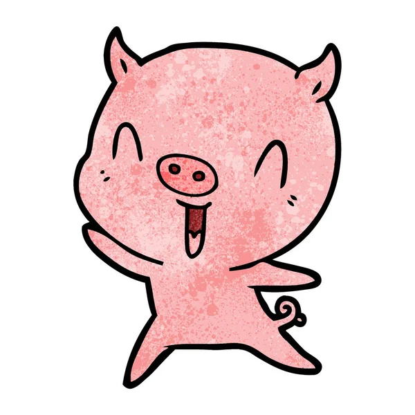 Vector Illustration Happy Cartoon Pig — Stock Vector