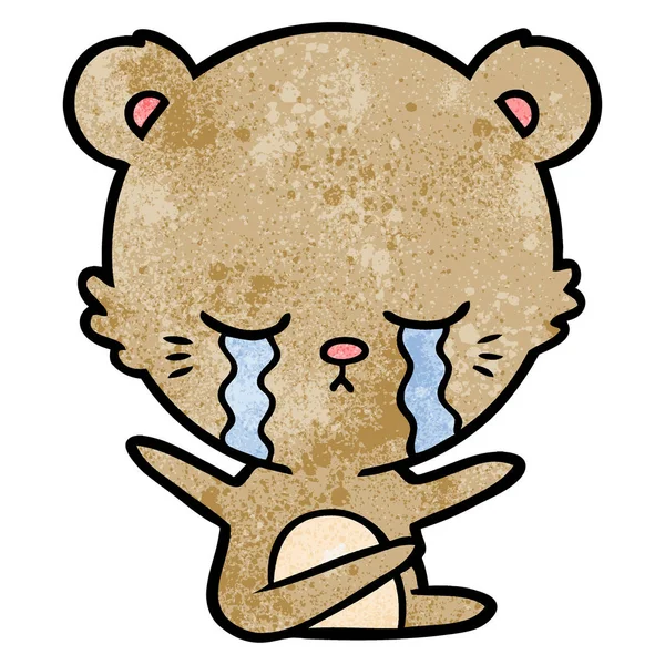 Vector Illustration Crying Cartoon Bear — Stock Vector