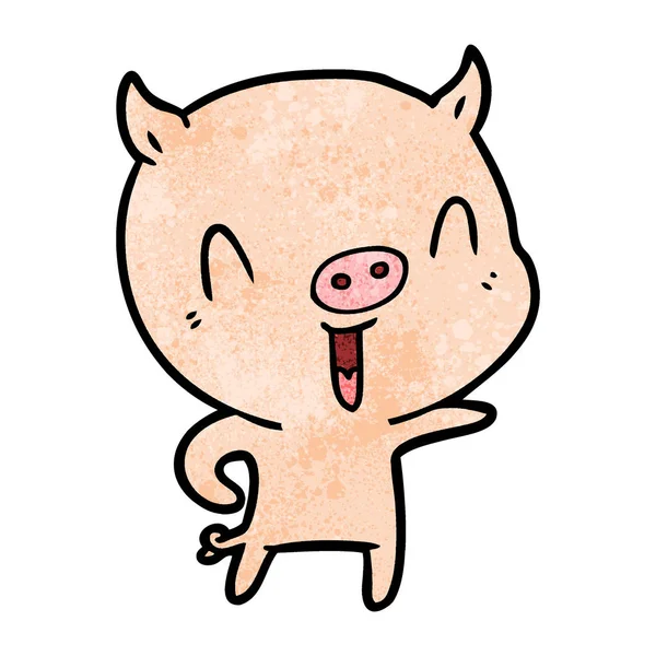 Illustration Vectorielle Cochon Heureux Dessin Animé — Image vectorielle