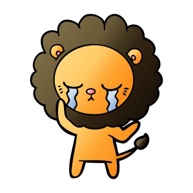 vektör çizim karikatür aslan ağlama