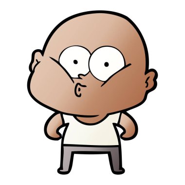 karikatür kel adam bakıyor