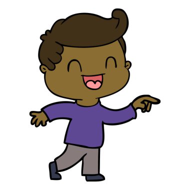 Çizgi film mutlu adam işaret ediyor.