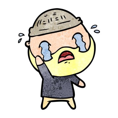 vektör çizim karikatür adam ağlıyor