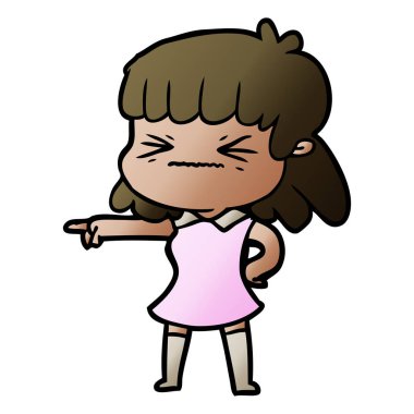 Çizgi filmdeki kadının vektör çizimi