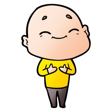 mutlu karikatür kel adam