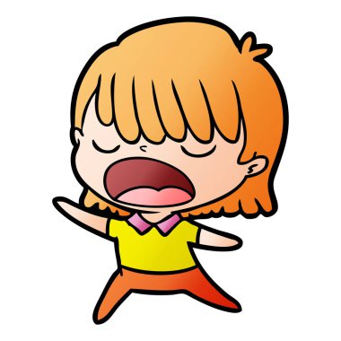 yüksek sesle konuşuyor karikatür kadın