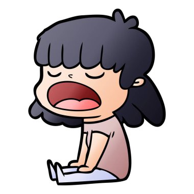 yüksek sesle konuşuyor karikatür kadın