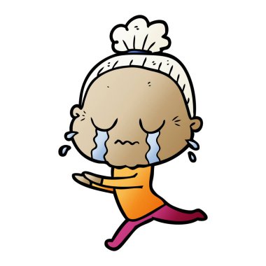 çizgi film ağlayan yaşlı kadın