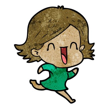 vektör çizim karikatür mutlu kadın