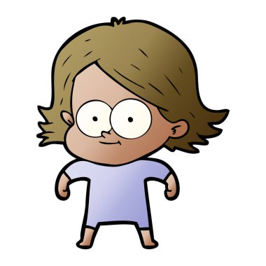 mutlu çizgi film kız vektör çizim