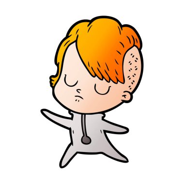 Çizgi filmdeki kadının vektör çizimi