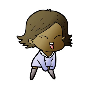 mutlu çizgi film kız vektör çizim