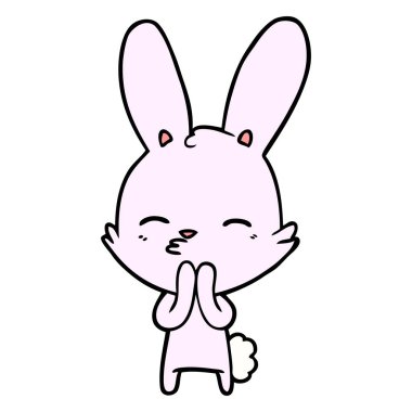 meraklı bunny çizgi vektör çizim