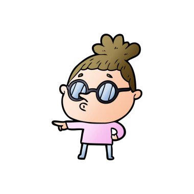 Çizgi filmdeki gözlüklü kadın