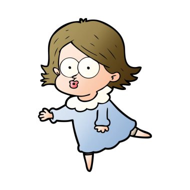 surat asmayı çizgi film kız vektör çizim