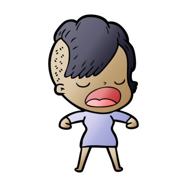 konuşuyor karikatür serin hippi kız