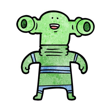 Dostu karikatür uzaylı vektör çizim