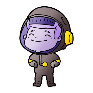 mutlu karikatür astronot vektör çizim
