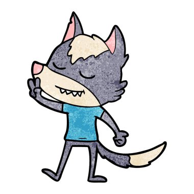 barış işareti yapmak kolay karikatür kurt