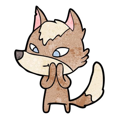 vektör çizim dostu karikatür kurt