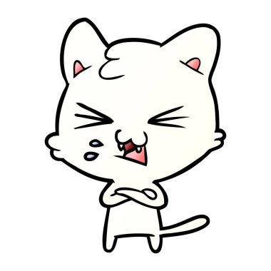 vektör çizim karikatür kedi tıslama