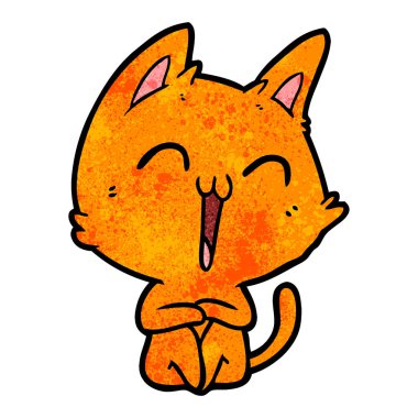 vektör çizim karikatür mutlu kedi