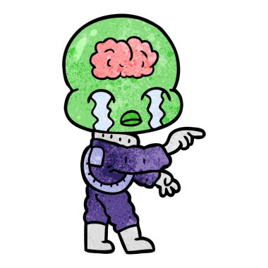 çizgi film büyük beyin uzaylı ağlıyor ve işaret