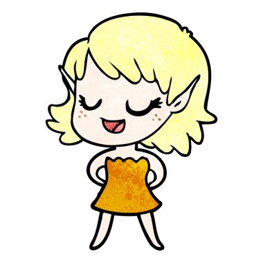 mutlu karikatür elf kızı