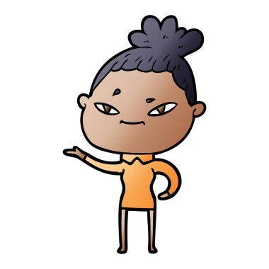 Çizgi filmdeki kadının vektör çizimi