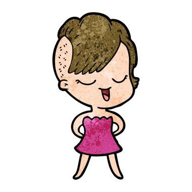 mutlu çizgi film kız vektör çizim