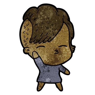 çizgi film kız gözlerini kısarak vektör çizim