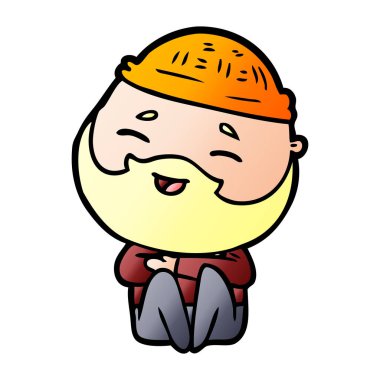 Çizgi film mutlu sakallı adam