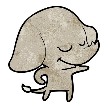 vektör çizim karikatür fil gülümseyen