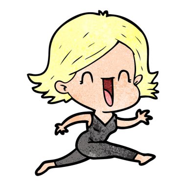 vektör çizim karikatür mutlu kadın