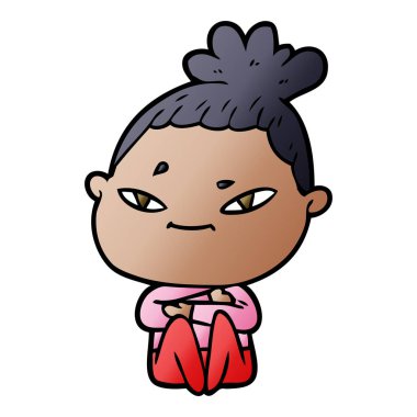 Çizgi filmdeki kadının vektör çizimi