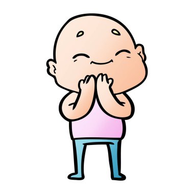 mutlu karikatür kel adam