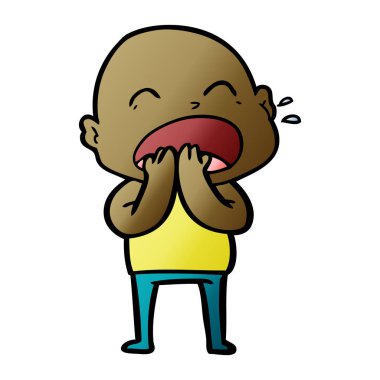 karikatür bağırarak kel adam