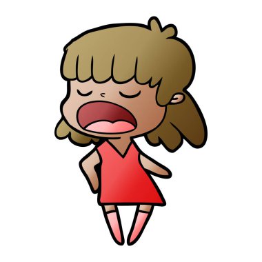 yüksek sesle konuşuyor karikatür kadın