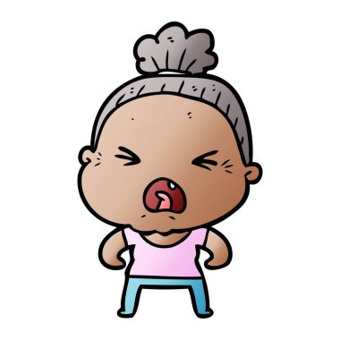 çizgi film kızgın yaşlı kadın