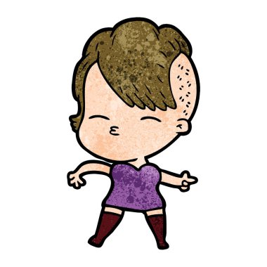 çizgi film kız gözlerini kısarak vektör çizim