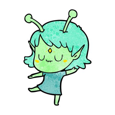 vektör çizim karikatür uzaylı kız