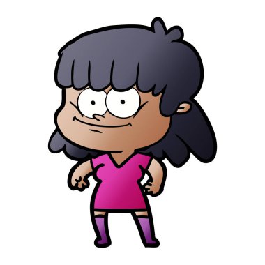 vektör çizim karikatür kız gülümseyerek