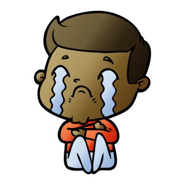 vektör çizim karikatür adam ağlıyor